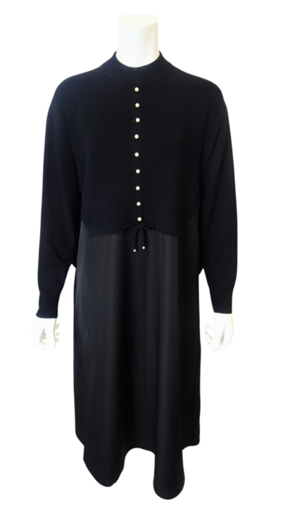 2025年秋冬 パール風ボタンデザイン異素材 切替ワンピース 2521020