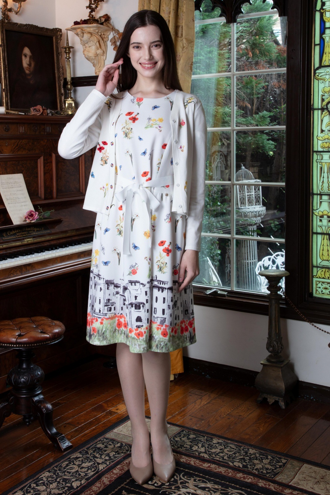 2025年春夏 花柄多色プリント使い半袖ワンピース 2516001 ｜Super