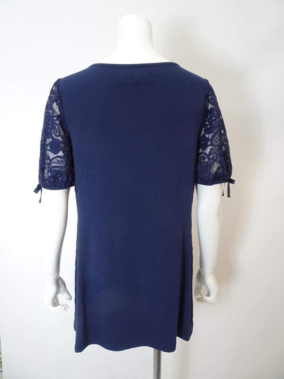 スーパービューティードット柄オーガンジー切替チュニック44サイズ黒