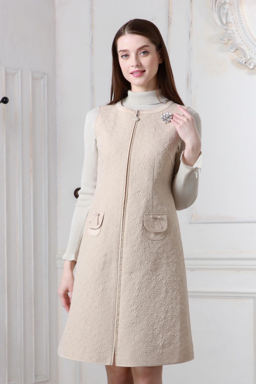 2025年秋冬 キルティング生地切替 前あきワンピース 2526014 ｜Super