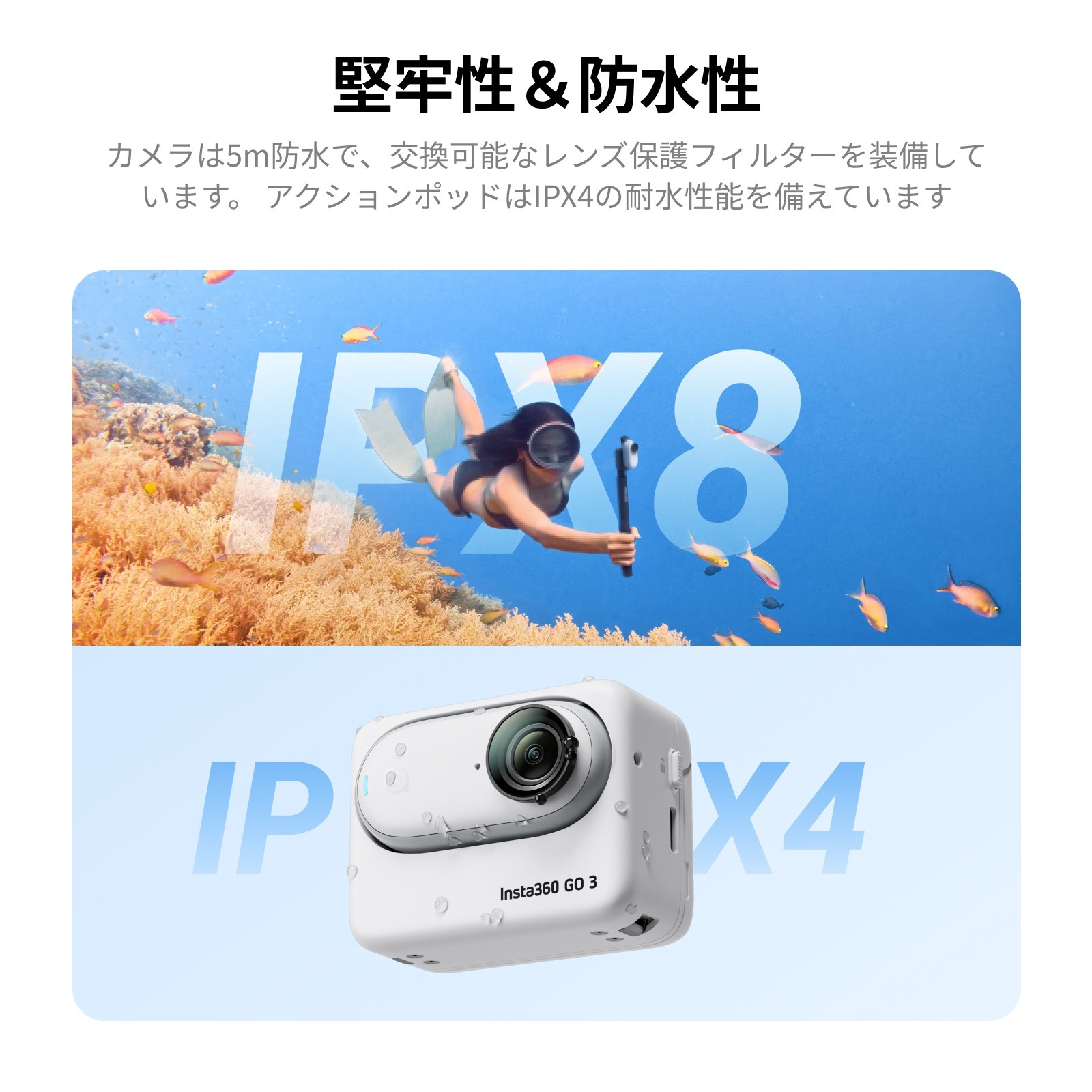 Insta360 GO 3 32GB 正規代理店 CINSABKA_GO305 インスタ 小型 ウェアラブルカメラ アクションカメラ 首掛け 手ブレ補正 防水 トラベル スポーツ Vlog用 新品