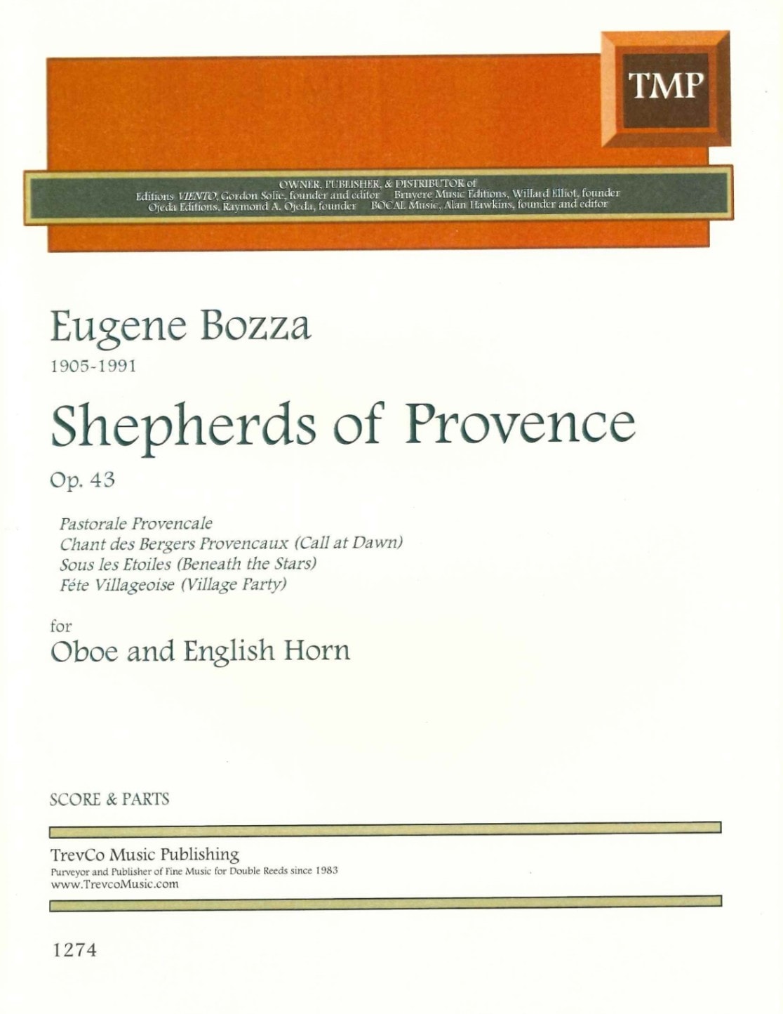 ボザ：プロヴァンスの羊飼いたち 作品43 | 楽譜 / 教則本,アンサンブル