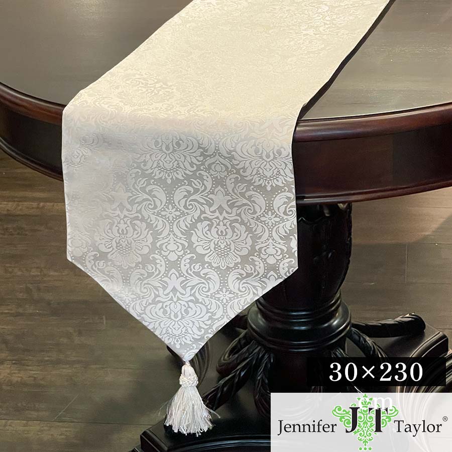 新品Jennifer Taylorテーブルランナー230cmいちご泥棒グレー ジェニファーテイラーのテーブルランナー、いちご泥棒モチーフの