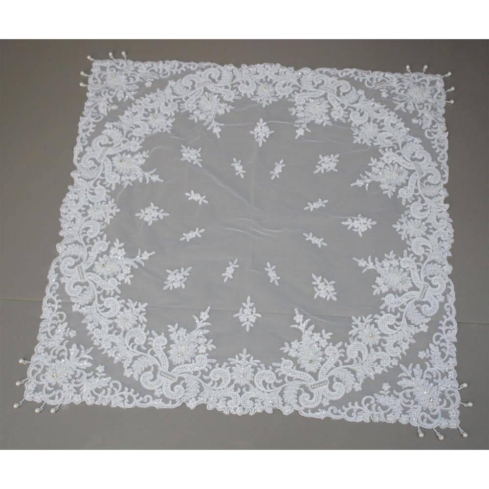 Blannari 刺繍テーブルクロス ホワイト・グレー テーブルクロス