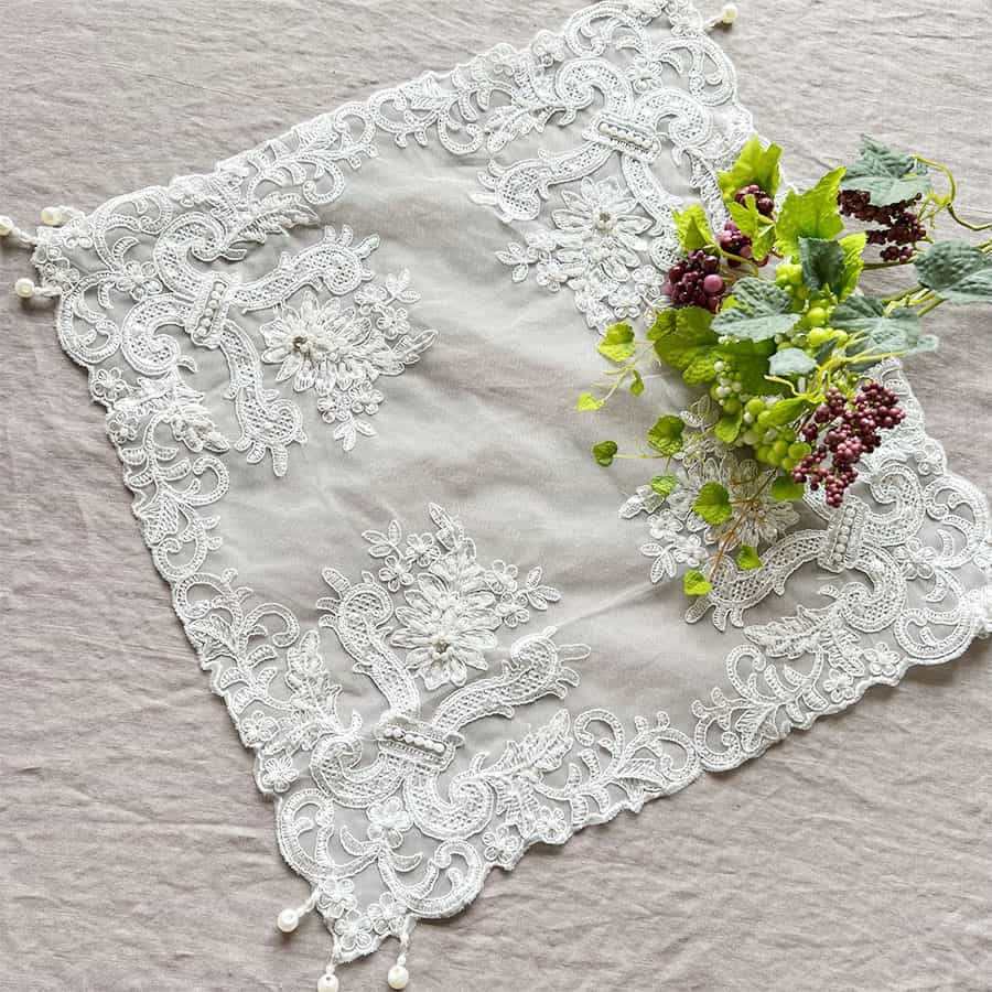 【送料無料レース】フレンチレース テーブルセンター 40x40cm