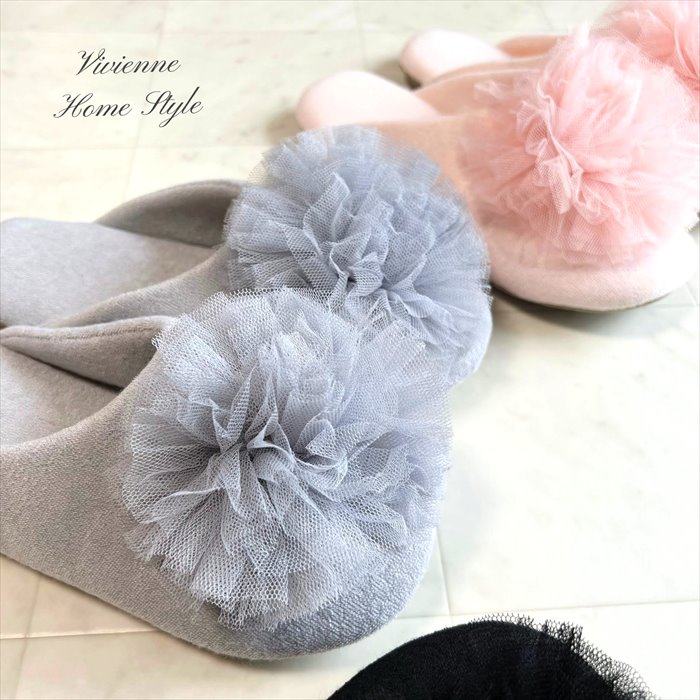 3色展開 ふわふわチュチュスリッパ 