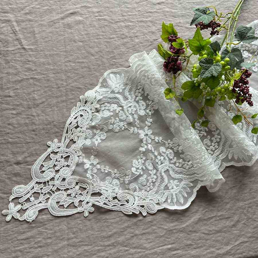 【送料無料レース】テーブルセンター 90cm 3色展開 ホワイト ベージュ ベージュブラック 