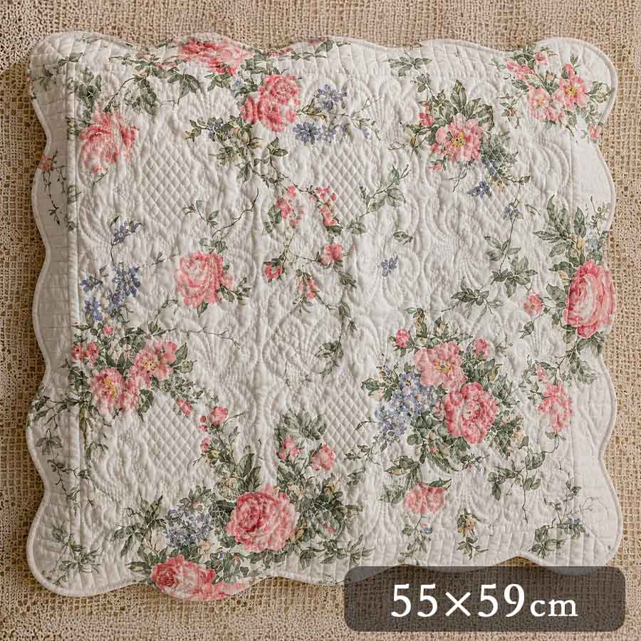 champs de fleurs ローズ柄キルト座布団カバー
