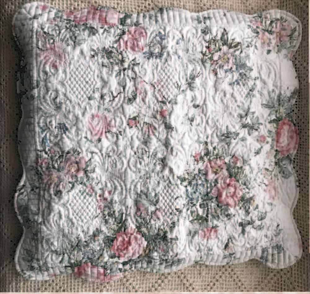 champs de fleurs ローズ柄キルト座布団カバー