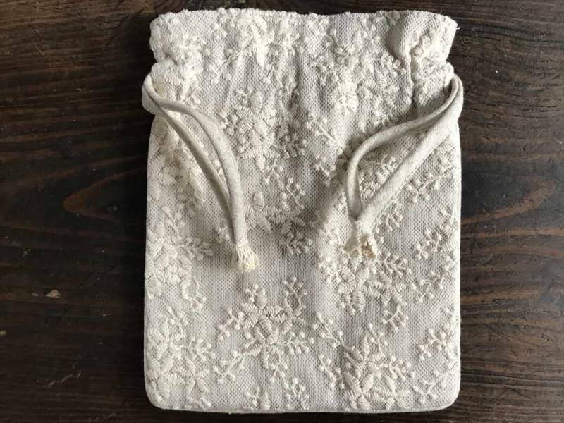 cotton flora サックポーチ 巾着ポーチ