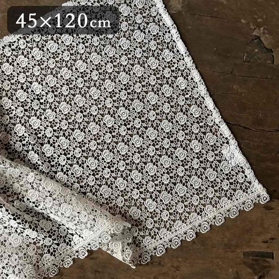 カフェカーテン 高さ45×幅120cm petite white rose ホワイト