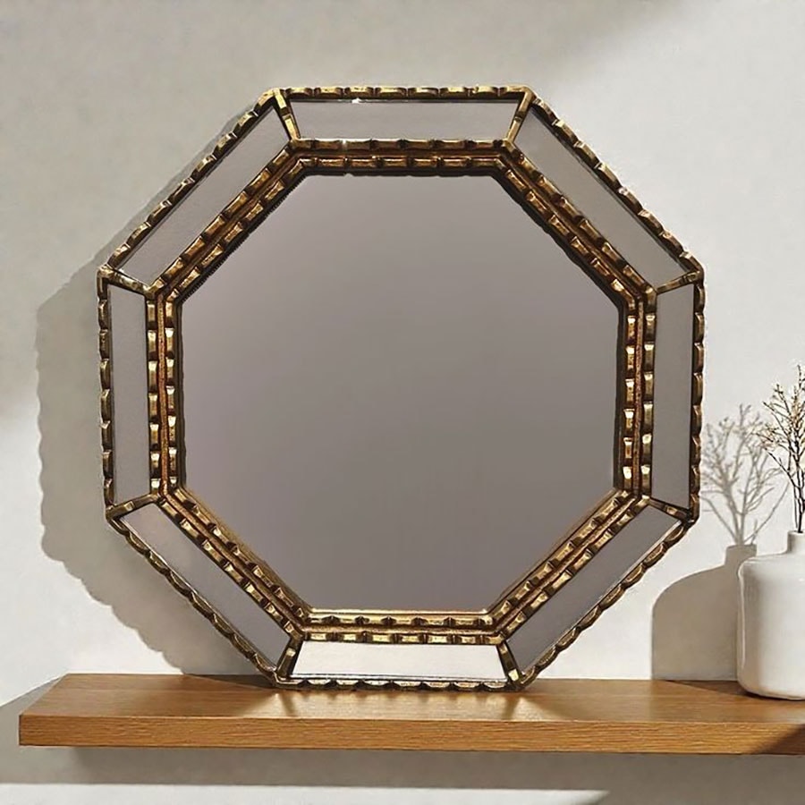 八角ミラー 壁掛け オクト ウォールデコ 鏡 おしゃれ ロココ アンティーク調 輸入家具 ミラー