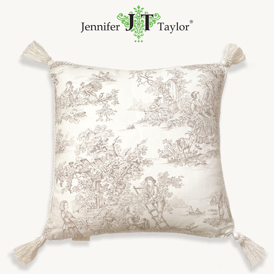 ジェニファーテイラー クッション 大柄 45x45cm Toile de Jouy トワルドジュイ Jennifer Taylor 33137CU