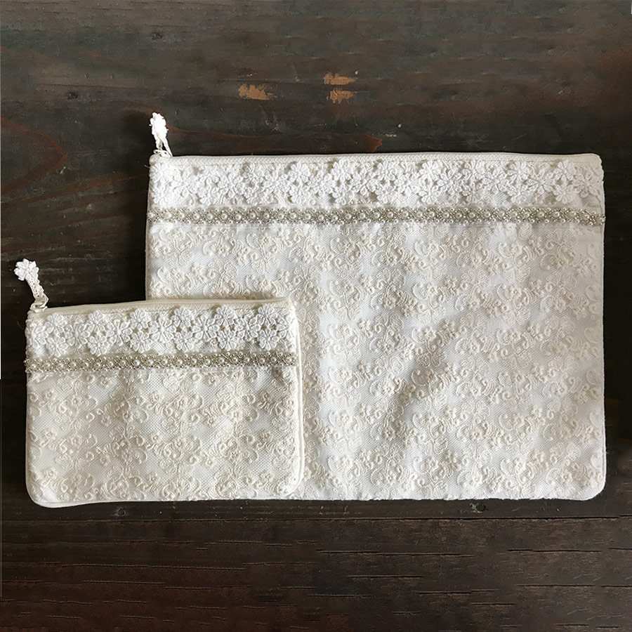cotton tulle フラットポーチ L 22x30cm