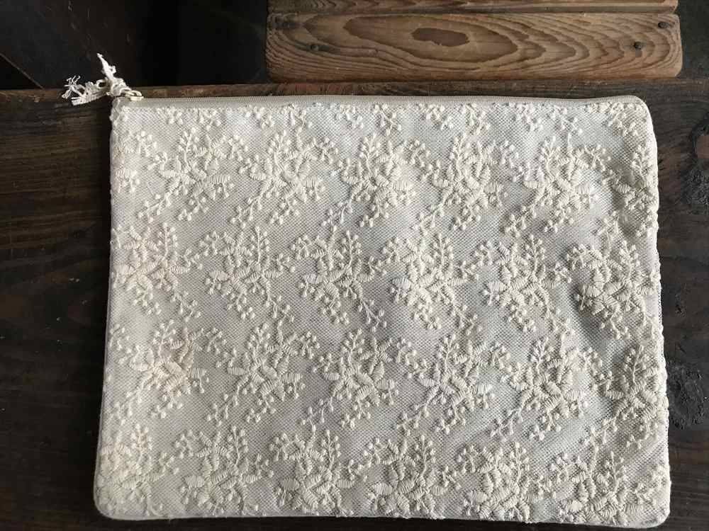 cotton flora フラットポーチL 22x30cm