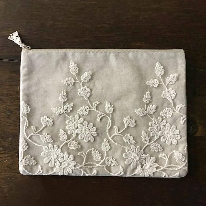 Cotton Flower フラットポーチL 22x30cm