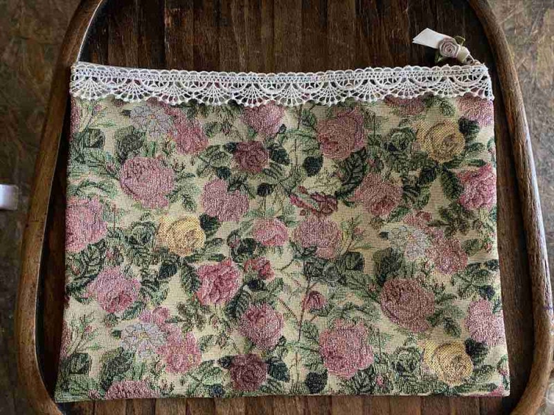 フラットポーチL ベージュ ゴブラン織り 22x30cm