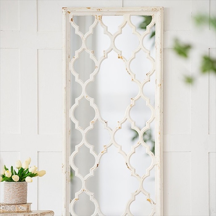 シャビーシック ミラー ウォールデコレーション ヴィンテージホワイト 縦横両用