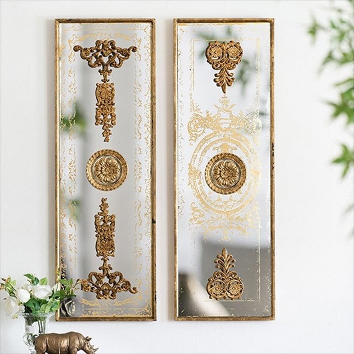クラシック ミラー ウォールデコレーション 2個セット