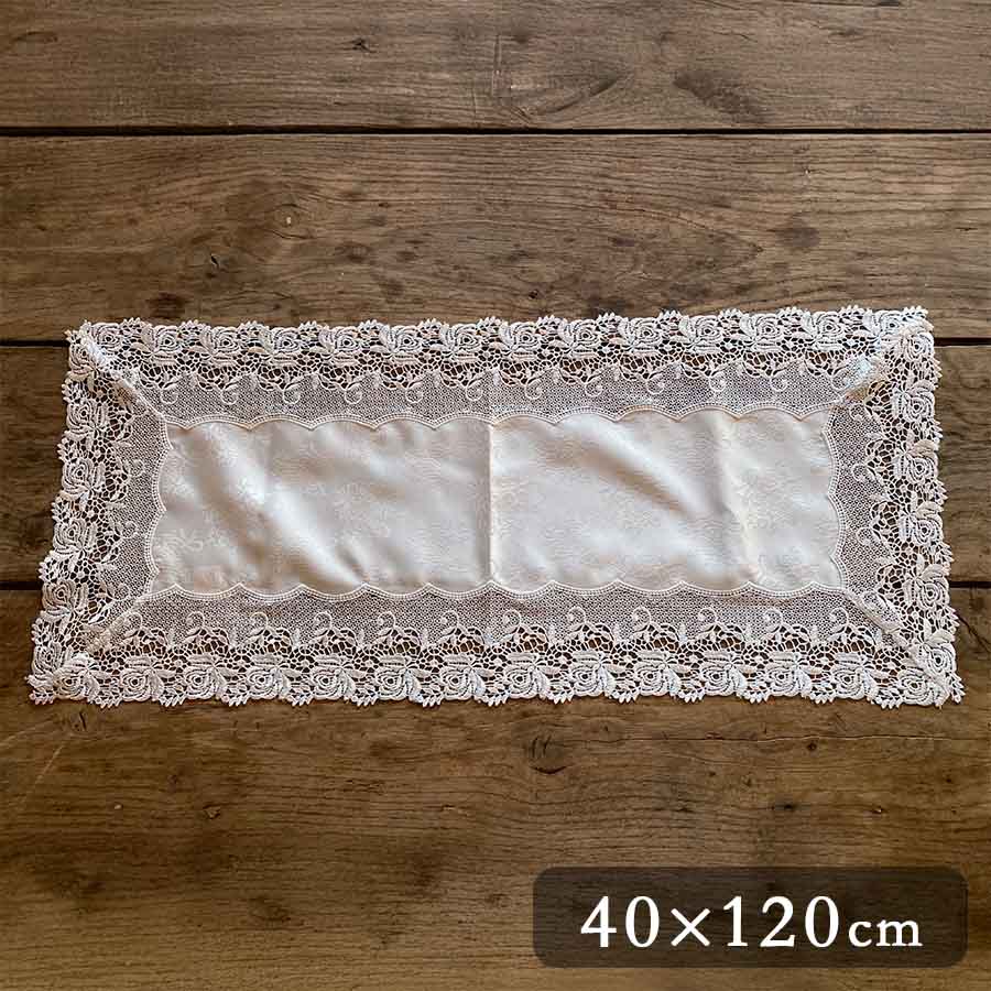 white rose bouquet テーブルセンター 40x120cm