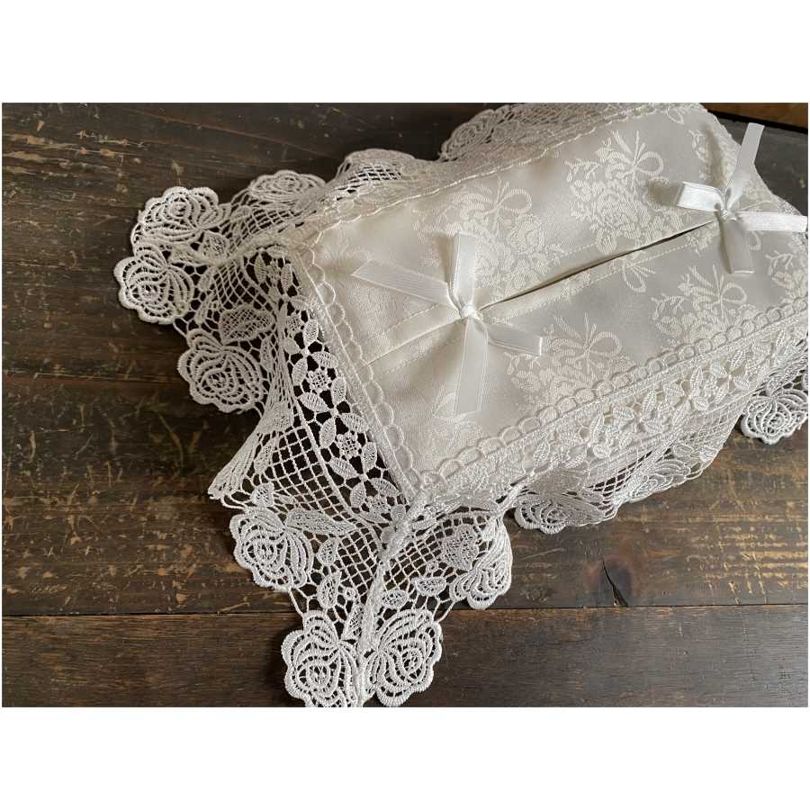 ホワイトローズシリーズ white rose ティッシュボックスカバー ホワイト