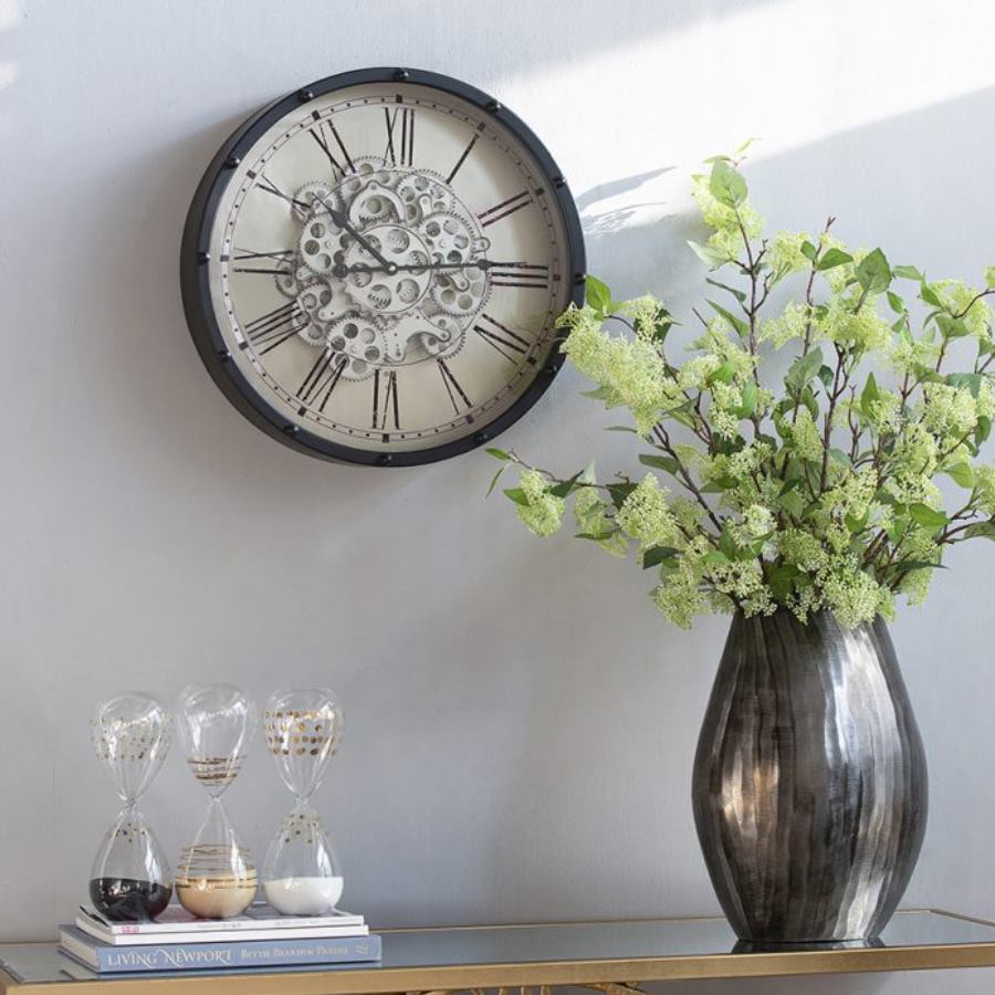 モダン 歯車掛時計 ブラック