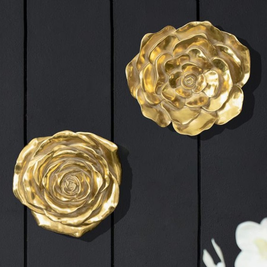 モダン フラワーウォールデコレーション2個セット Sサイズ 壁面装飾 2色展開 ゴールド ホワイト