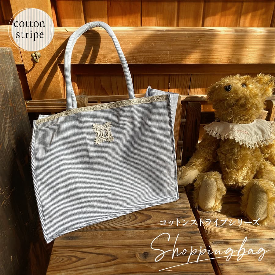 レディース ショッピングバッグ cotton stripe コットンストライプシリーズ
