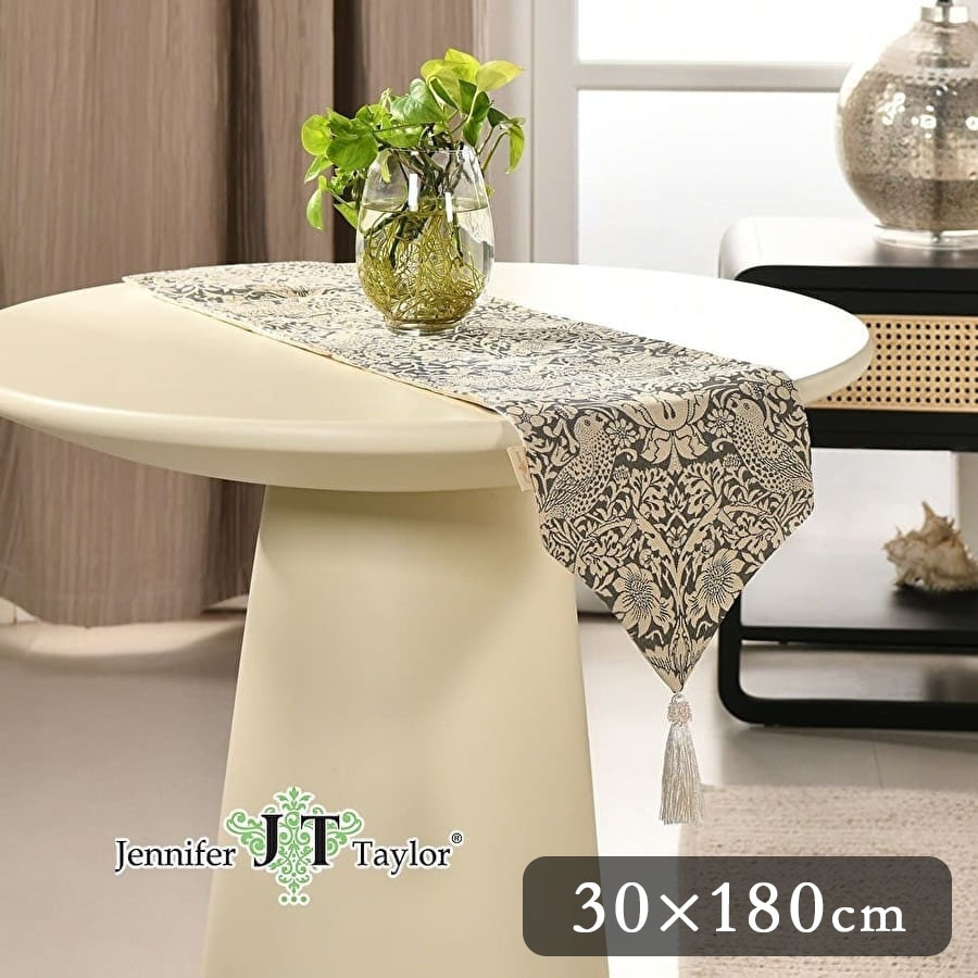 新品Jennifer Taylorテーブルランナー230cmいちご泥棒グレー いちご泥棒グレー