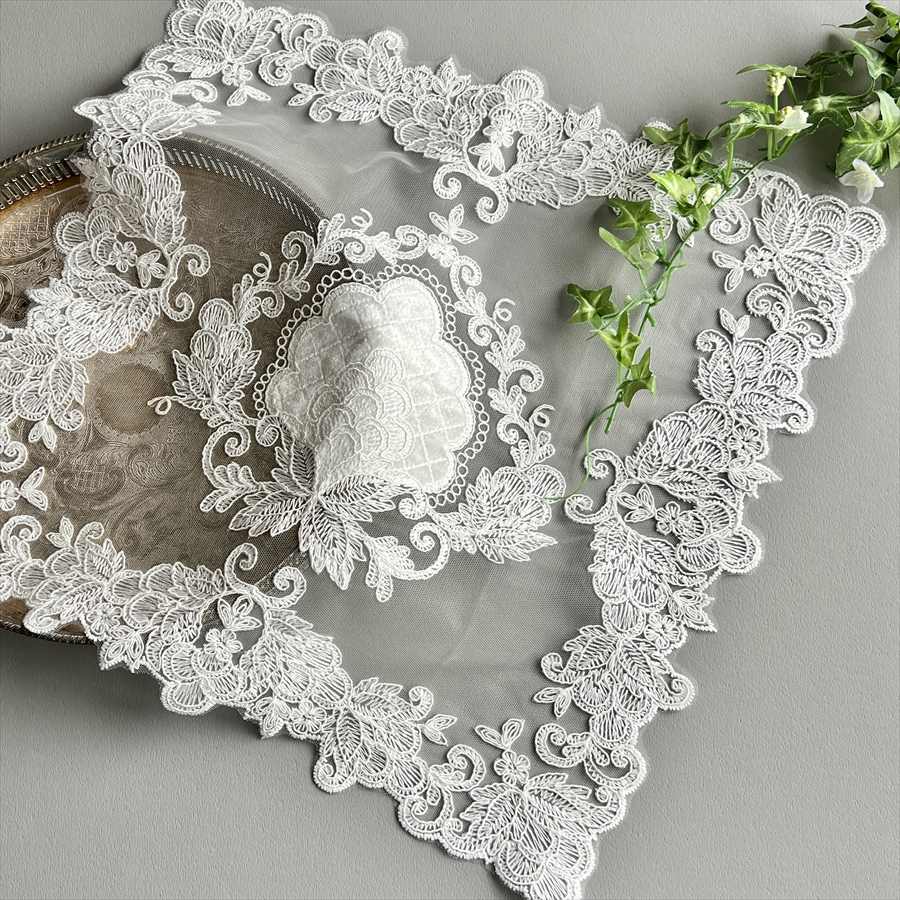 【送料無料レース】ドイリー40×40cm イタリアンレース ホワイト テーブルセンター