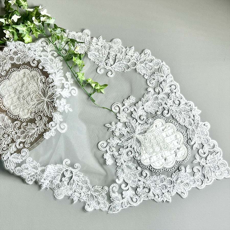 【送料無料レース】テーブルセンター 40x70cm  イタリアンレース ホワイト