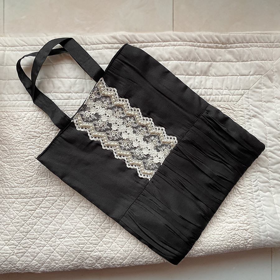 black pearl ブラックパール ギャザートートバッグ