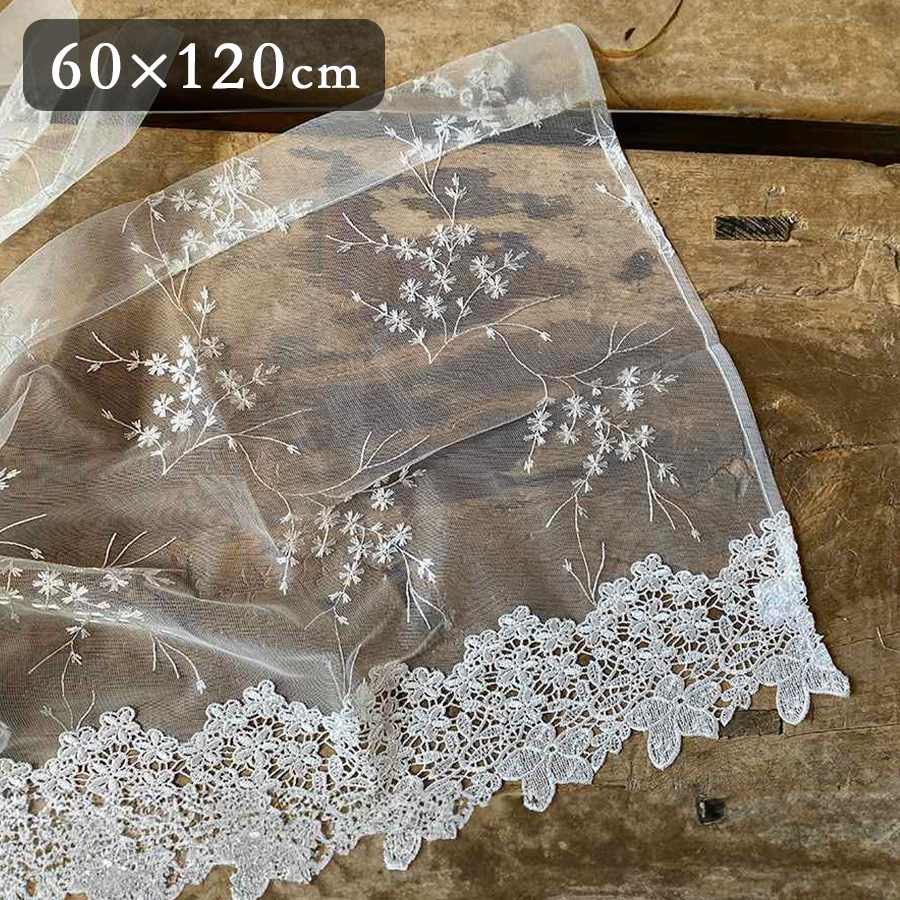 3サイズ展開 フローズンホワイトフラワー カフェカーテン 60x120cm