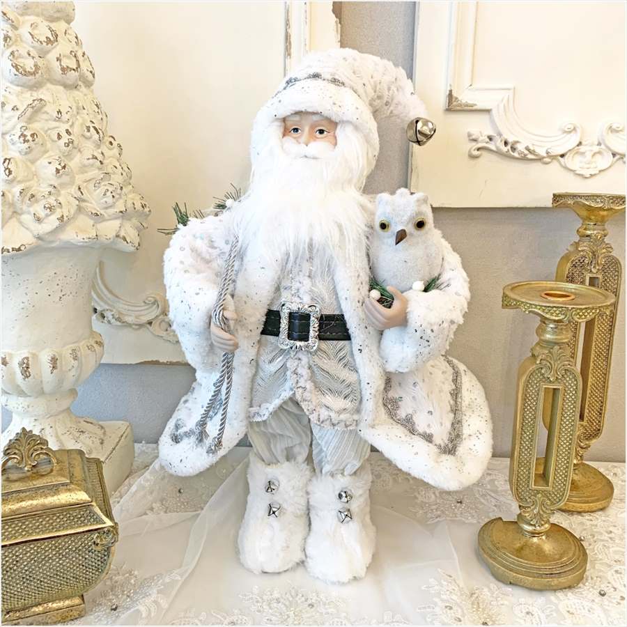 クリスマスサンタ ホワイト 高さ46cm