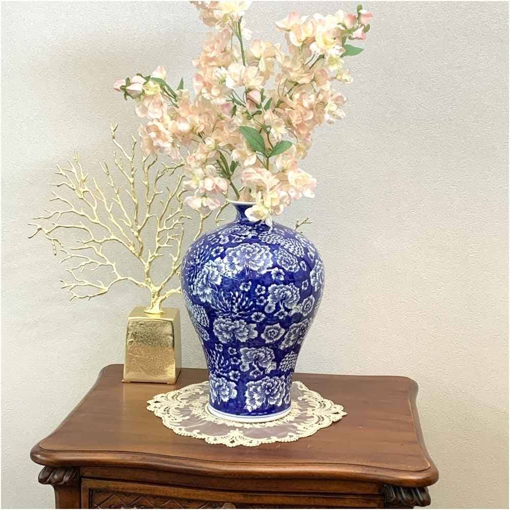 クラシックモダン ホワイト ブルー 花器 花びん フラワースタンド