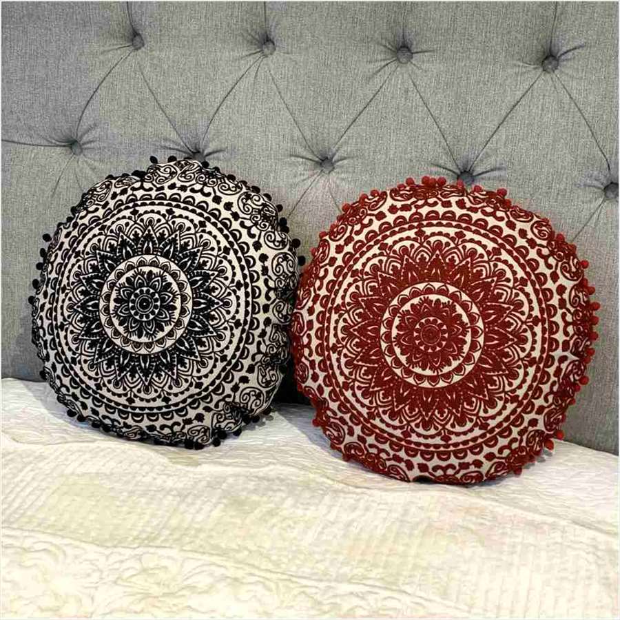 クッション ラウンド 40x40cm フレンチインテリア 2色展開