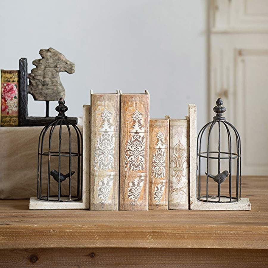 フレンチインテリア ブックエンド バードケージ 鳥 置物 オブジェ 動物 ヨーロピアン