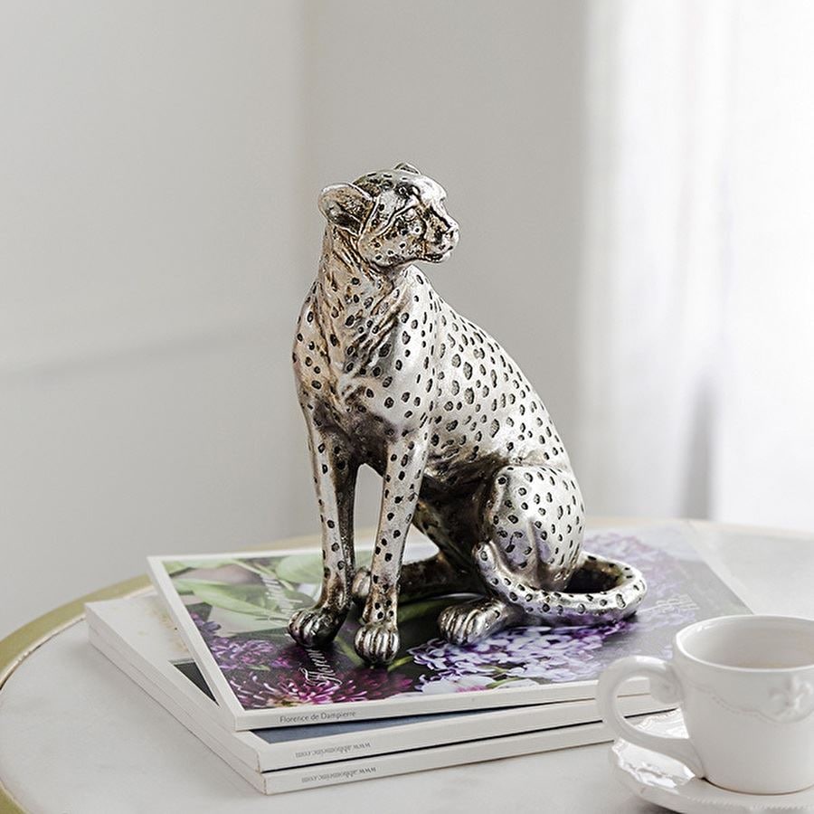 動物 アニマル レオパード シッティング 豹 置物 オブジェ