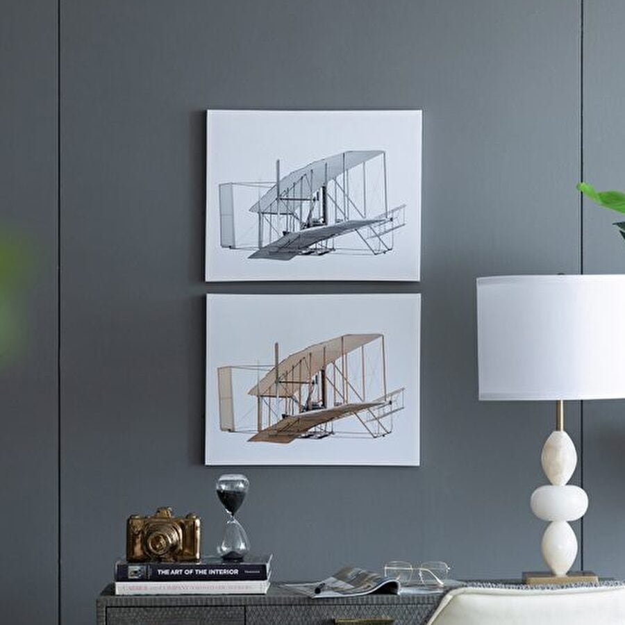 モダン 飛行機 壁掛 2枚セット