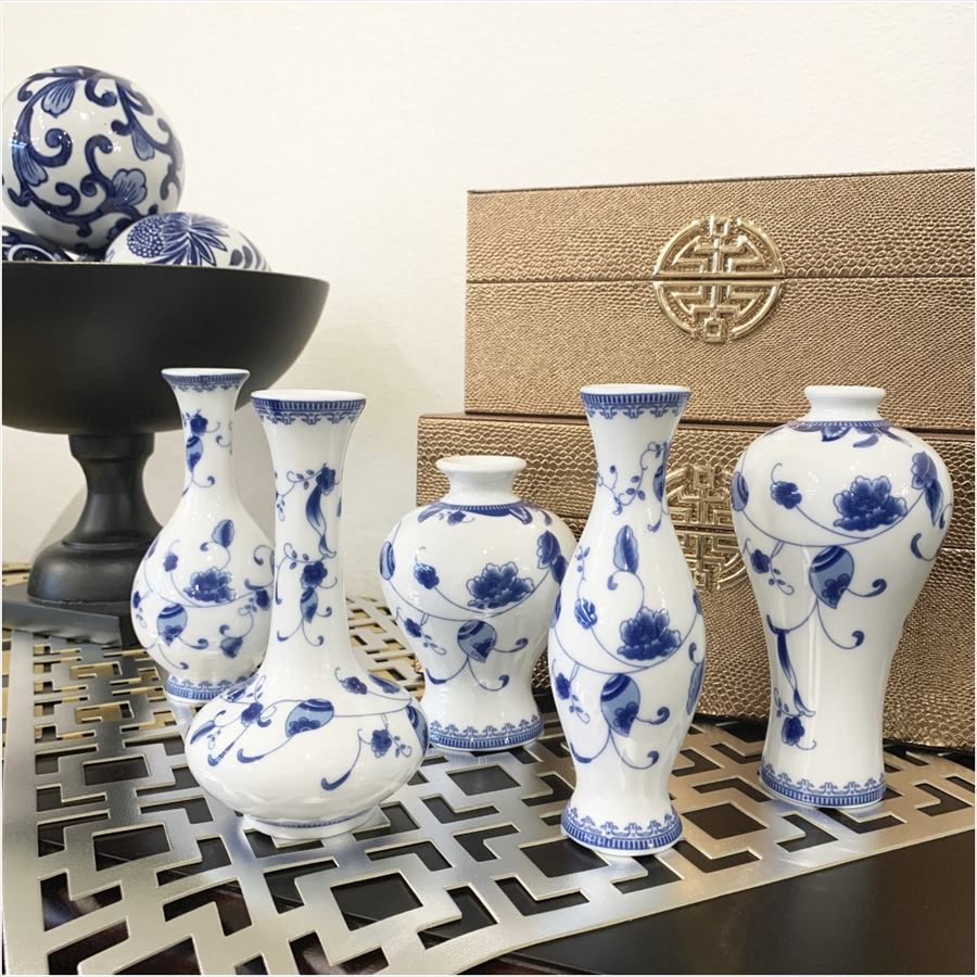 金色装飾の紺色陶器花瓶 Noritake (ノリタケ) 花瓶 スタジオコレクション 金彩 花柄 紺色