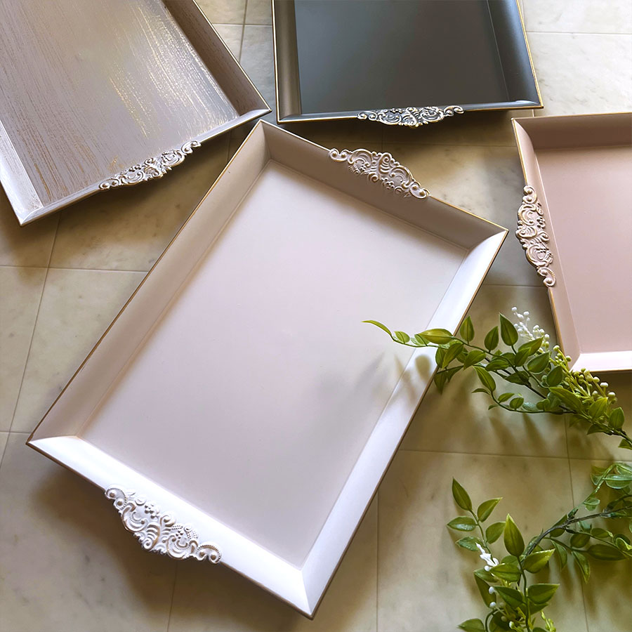 プリンセスインテリア トレイ アンティーク仕上げ 長方形 Lサイズ