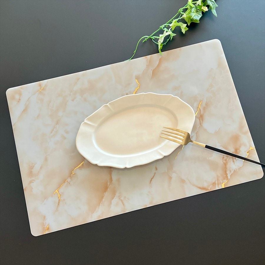プレースマット ランチョンマット マーブル柄 アイボリー