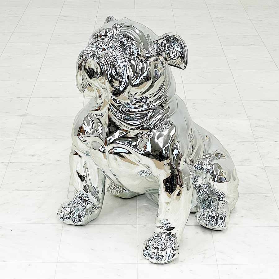 ブルドッグ 犬  シルバー 置物