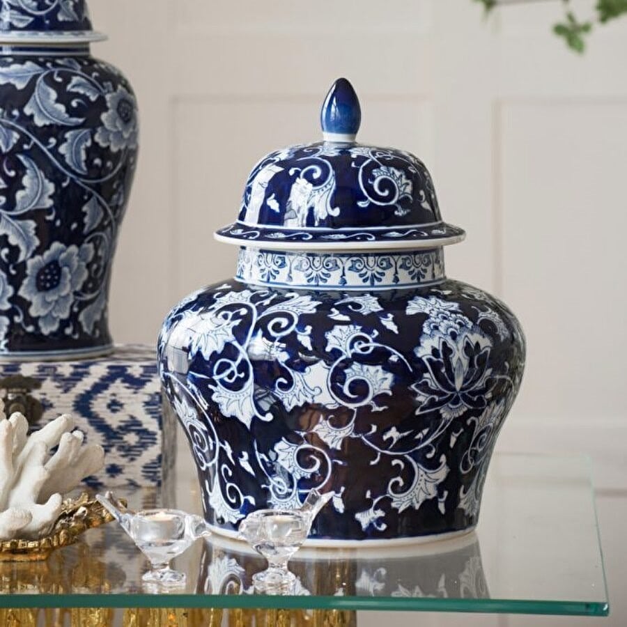 陶器花瓶セット 大倉陶園 日本製 瑠璃金蝕鉄線 約29cm花器 19A/9026 花器 花瓶 花生け