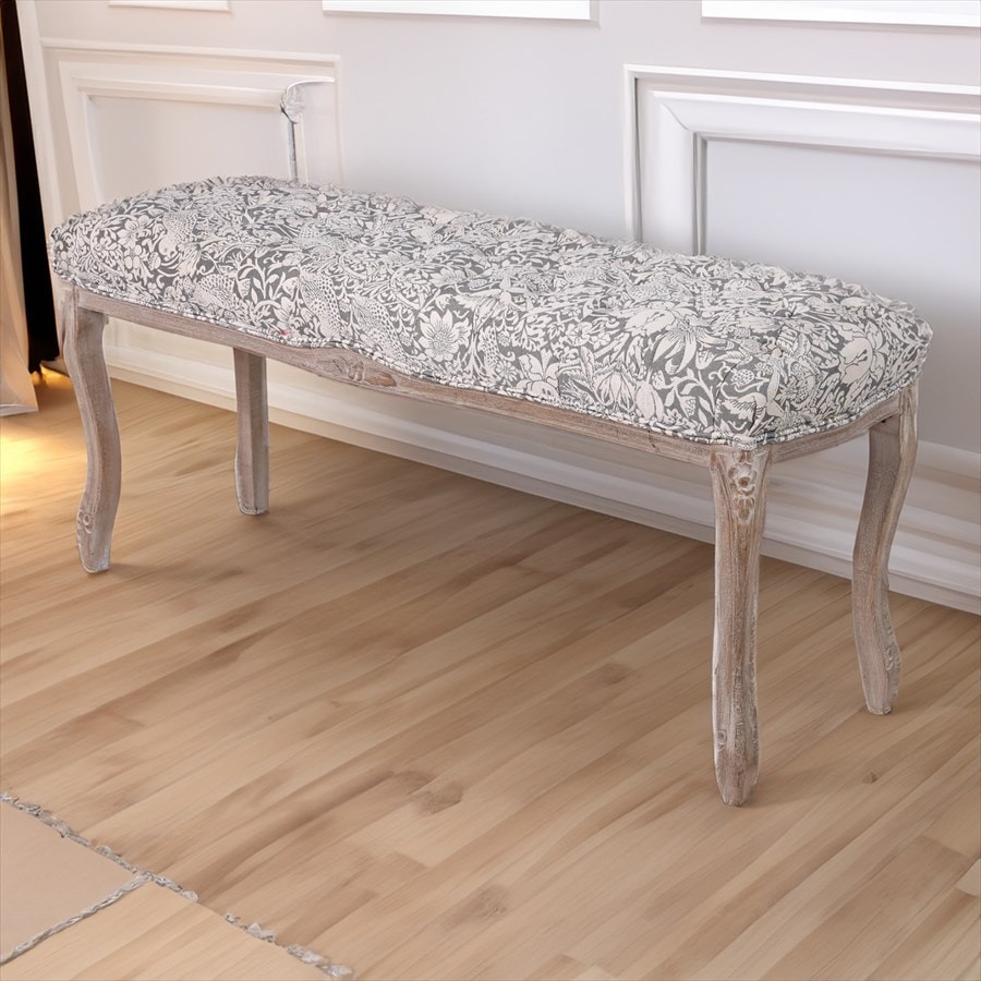 ボタン留め ベンチ いちご泥棒グレー