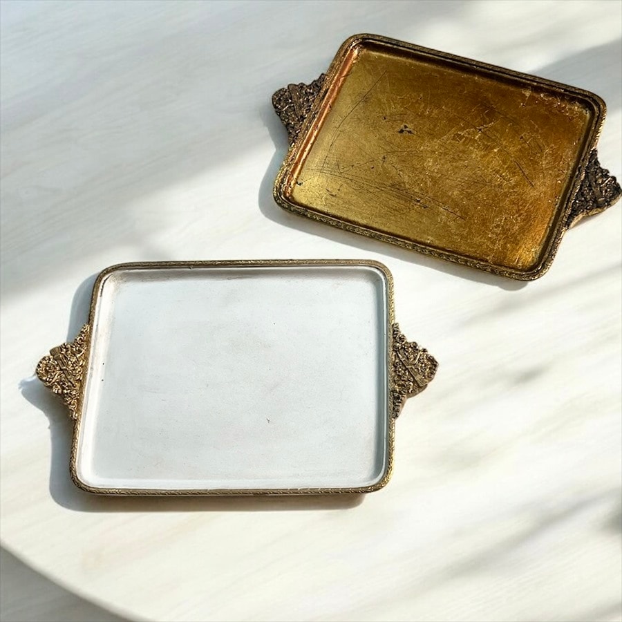 トレー 取手付き ゴールド ホワイト 
