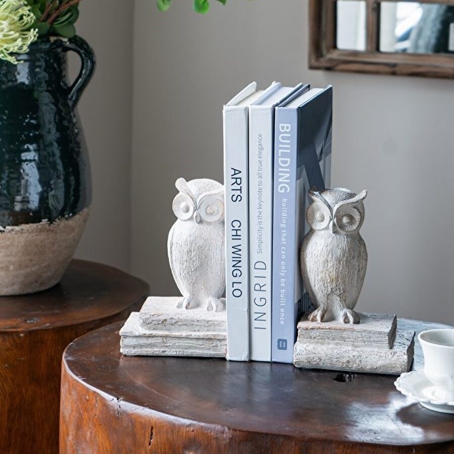 カントリースタイル ブックエンド ふくろう アウル 本立て 犬 机 アンティーク 置物 オブジェ 書斎 インテリア雑貨 アート