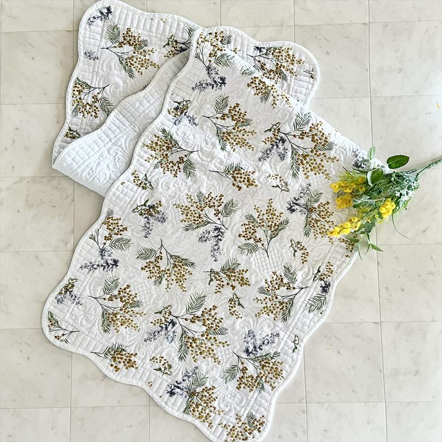 3サイズ展開 ミモザプランタンシリーズ キルトマット 50×150cm