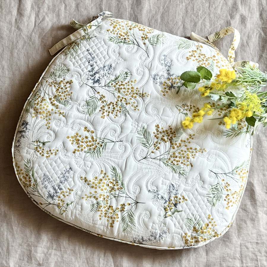 ミモザプランタンシリーズ  ひも付きシートクッション45×43cm