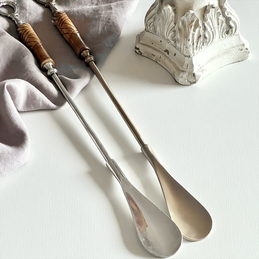 ロング靴べら（真鍮×木製ハンドル）2色展開 